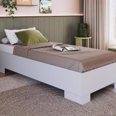 Cama de Solteiro Box com Estrado Fixo 80 - Xangai Branco