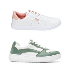 Kit 2 Pares Tênis Feminino Casual Básico Cadarço Modernos - Mendii, Ve