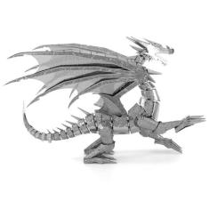 Miniatura De Montar Metal Earth Iconx Silver Dragon ICX023, Prata