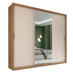 Guarda Roupa Dalila 3 Portas, 2 Gavetas e 3 Cabideiros Flex com Espelho - Demóbile