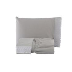 Lençol King 03 Peças 150 Fios Light Algodão - Bazar Enxoval, Cinza, UN
