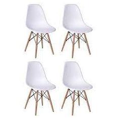 Kit - 4 X Cadeiras Charles Eames Eiffel Dsw - Base De Madeira Clara - 