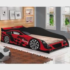 Cama Infantil com Proteção Lateral Carro Speed J&A Móveis Vermelho
