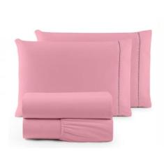 jogo de lençol casal padrão com elastico 3 peças percal 400 fios - the