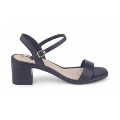 Sandália Feminina Moleca 5496.101 salto médio 5cm social, 38, Preto