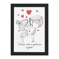 Quadro para Quarto Frase Amor Gesto Moldura Preta 22x32cm - Quartinhos
