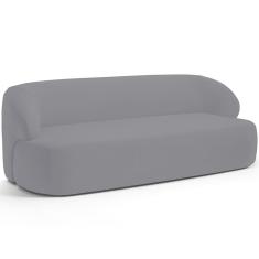Sofá 3 Lugares Curvo Orgânico Para Sala Living 180cm Barolo L06 Veludo Cinza - Lyam Decor