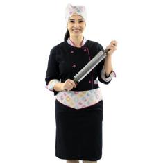 Dólmã Bandana E Avental Chef De Cozinha Cupcakes Feminino - Wp Confecç