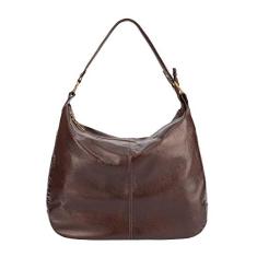 Bolsa saco grande de couro liso Carla - Café