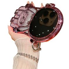 QoKcoahn Capa de telefone com suporte oculto astronauta para iPhone 11, linda lente de astronauta 3D com suporte de proteção de câmera de luxo com glitter macio protetor de TPU com corrente de metal