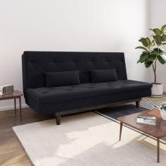 Sofá Cama 3 Lugares em Suede Tokio Yescasa Preto / Marrom