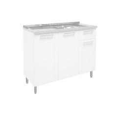 Gabinete de Cozinha Modulado c/Pia Múltipla 6013 c/ 3 Portas e 1 Gaveta Branco - Bertolini