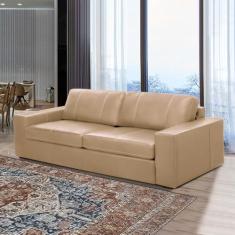 Sofá Decorativo Agatha 2 Lugares Sala de estar 150cm Pés em Madeira Couro Nude G88 - Gran Belo