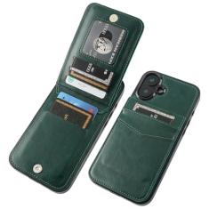 KIHUWEY Capa carteira compatível com iPhone 16 Plus com suporte para cartão de crédito, fecho magnético de couro premium com suporte, capa protetora resistente para iPhone 16 Plus de 6,7 polegadas