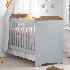 Berço Americano 3 em 1 Cinza com Amadeirado Carolina Baby