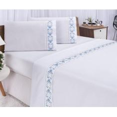 Jogo lençol Veneza quarto casal king bordado 4 peças 2fronha - Shoppin