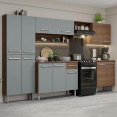 Armário de Cozinha Completa Madesa Emilly 293001 com Balcão e Paneleir