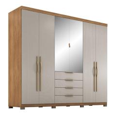 Guarda Roupa Casal Giardino 6 Portas Amêndola Nude Prime TX com Espelho e Pés - Demóbile