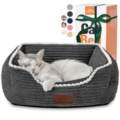 Cama retangular para cães e gatos, presente para filhotes e gatinhos, lavável na máquina, calmante e fofo, sofá para ambientes internos e externos, cama macia portátil para gatos com fundo