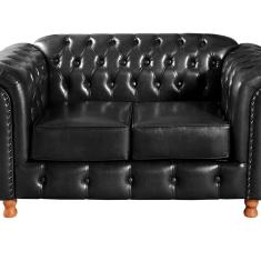 Namoradeira Sofá Chesterfield Com Capitonê Luís Xv Preto