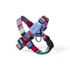 Coleira Peitoral Ajustável em X Raios e Listras Violeta - P