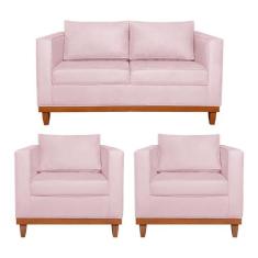 Kit Sofá 3 Lugares e 2 Poltronas Europa 180 cm Estilo Conforto e Elegâ