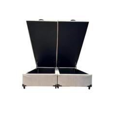 Cama Box Baú Casal Bipartido Linhão Bege Com Pistão A Gás - Estrutura Reforçada - Imperium do Sono