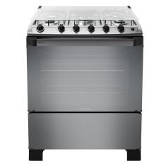 Fogão de Piso 5 Bocas a Gás Itatiaia New Dream Reflecta Fumê Mesa Inox Acendimento Automático Preto Bivolt