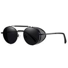 Óculos de Sol Masculino Barcur Polarizados Anti Reflexo Ultra-Leve Steampunk ( Preto)