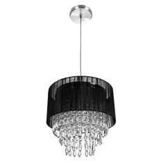 Lustre Pendente De Organza e Cristal Acrílico Manucrillic Preto