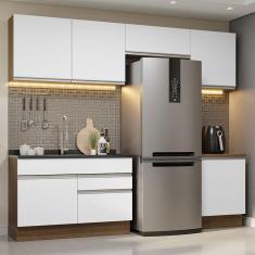 Armário De Cozinha 260Cm Glamy 05 Rustic/Branco
