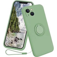 Capa de suporte de anel magnético de silicone líquido para Samsung Galaxy A53 5G A33 A23 A13 4G A04S A14 A34 A54 Strap Stand Cover, Matcha Green, For A23 4G