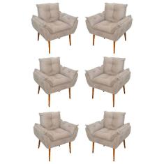 Kit 06 Sofás 1 Lugar De Luxo Opala Sala, Quarto Suede Cor:bege