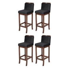 Kit 4 Banquetas Alta para Cozinha Americana Turim Madeira Capuccino Suede CCS