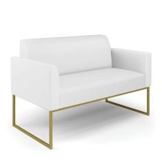 Sofá Namoradeira Base Industrial Dourado Marisa Corino D03 - D\`rossi Cor Branco