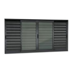 Veneziana Elite 6 Folhas Moveis 100 X 240 Vidro Liso Preto