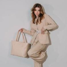 Bolsa Shopper Com Alça De Ombro Espaçosa Com Duas Repartições Com Zíper - Viaronze-Feminino
