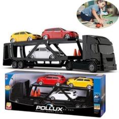 Caminhão Cegonha Com 3 Carros Sortidos Brinquedo Educativo Para Crianç