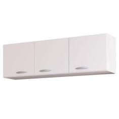 Armário Aéreo para Cozinha 3 Portas 120 cm Branco Brilho - Poquema - P