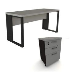 Escrivaninha 150cm x 60cm Gaveteiro 3 Gavetas Pés Metal F5 - F5 Office