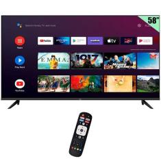 Smart TV LED 58" Mtek MK58FSAU 4K Ultra HD Android TV Wi-Fi e com Conv