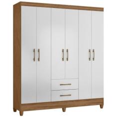 Guarda Roupa Casal Panamá 6 Portas Naturale Branco Moval