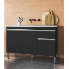 Balcão Para Pia Tatiane 120mt Sem Tampo Preto Fosco AJL