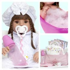 Boneca Bebê Reborn De Silicone 14 Itens Bolsa Maternidade - Cegonha Do