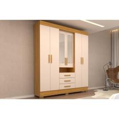 Guarda Roupa 6 Portas (2 C- Espelho) E 9 Gavetas Débora Nature-off White - Acp