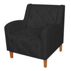 Poltrona Decorativa Munique Pés Trapézio Suede Preto - DS Estofados - 