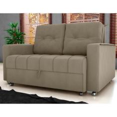 Sofá Cama 2 Lugares Yago Veludo Maserati Cappuccino - CasaH