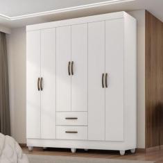 Guarada Roupa Casal com 6 Portas Guararapes Branco Brilho - CasaH