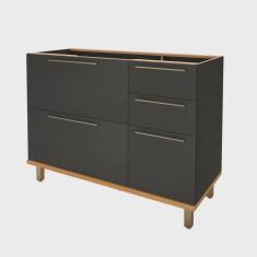 Balcão para Pia 120cm Sem Tampo 2 Portas 3 Gavetas Madri