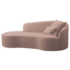 Divã Recamier Curvo Inglaterra 150cm Lado Esquerdo Linho Rosê